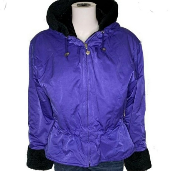 Obermeyer Jackets & Blazers - Obermeyer purple & black thermolite faux fur hooded ski coat jacket size 4